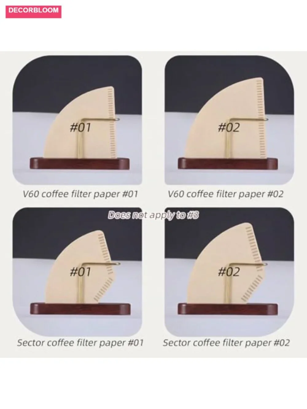 Walnut & Brass Coffee Filter Holder Stand for #01 #02 Cone Filters